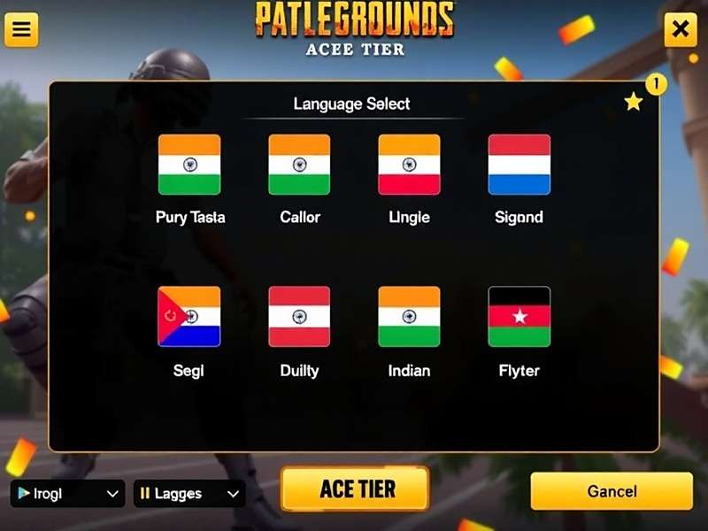 Indian Language Support in Ace Tier Lobbies PUBG Mobile language selection screen showing 12 Indian languages used by Ace Tier players
